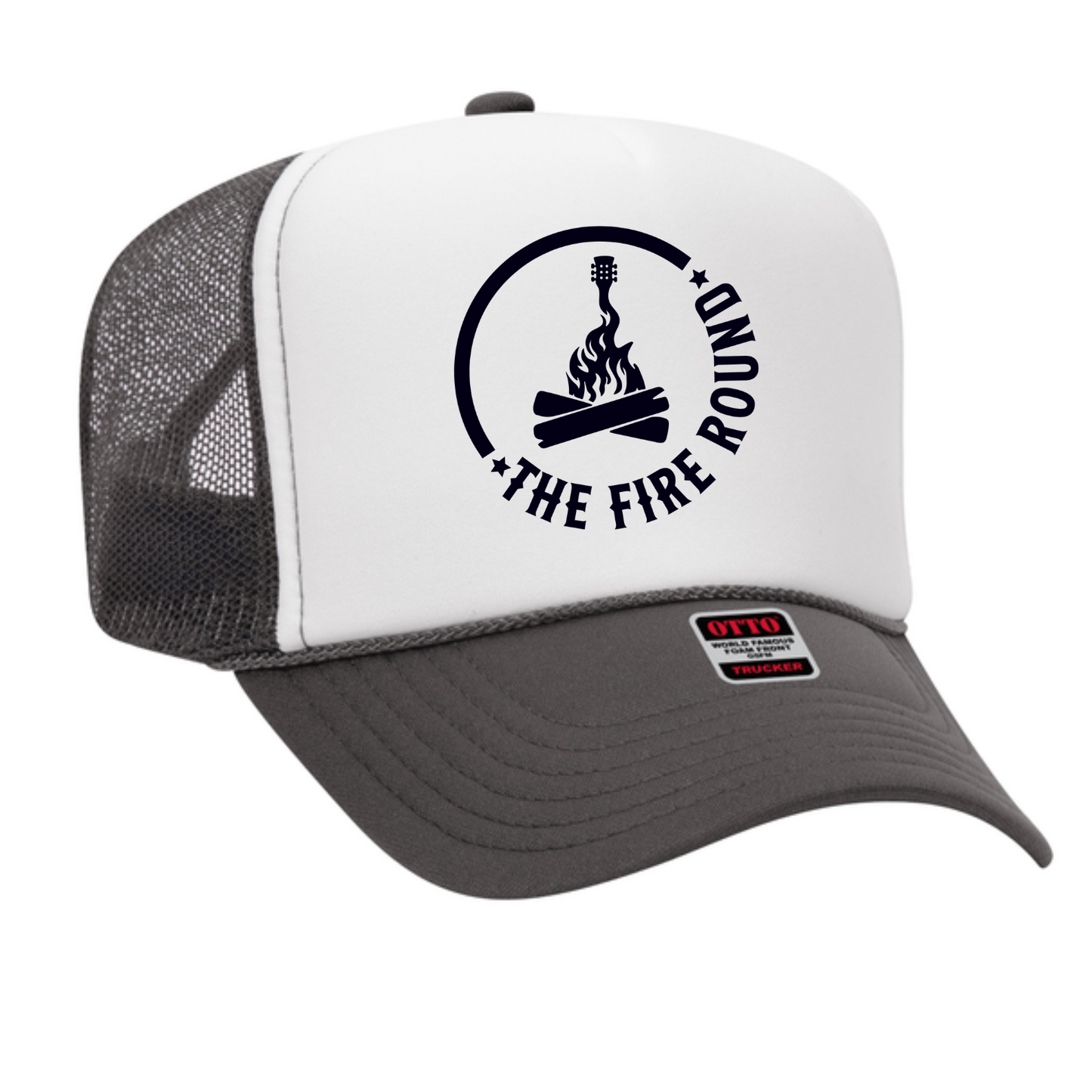 THE FIRE ROUND FOAM TRUCKER SMALL BLACK LOGO
