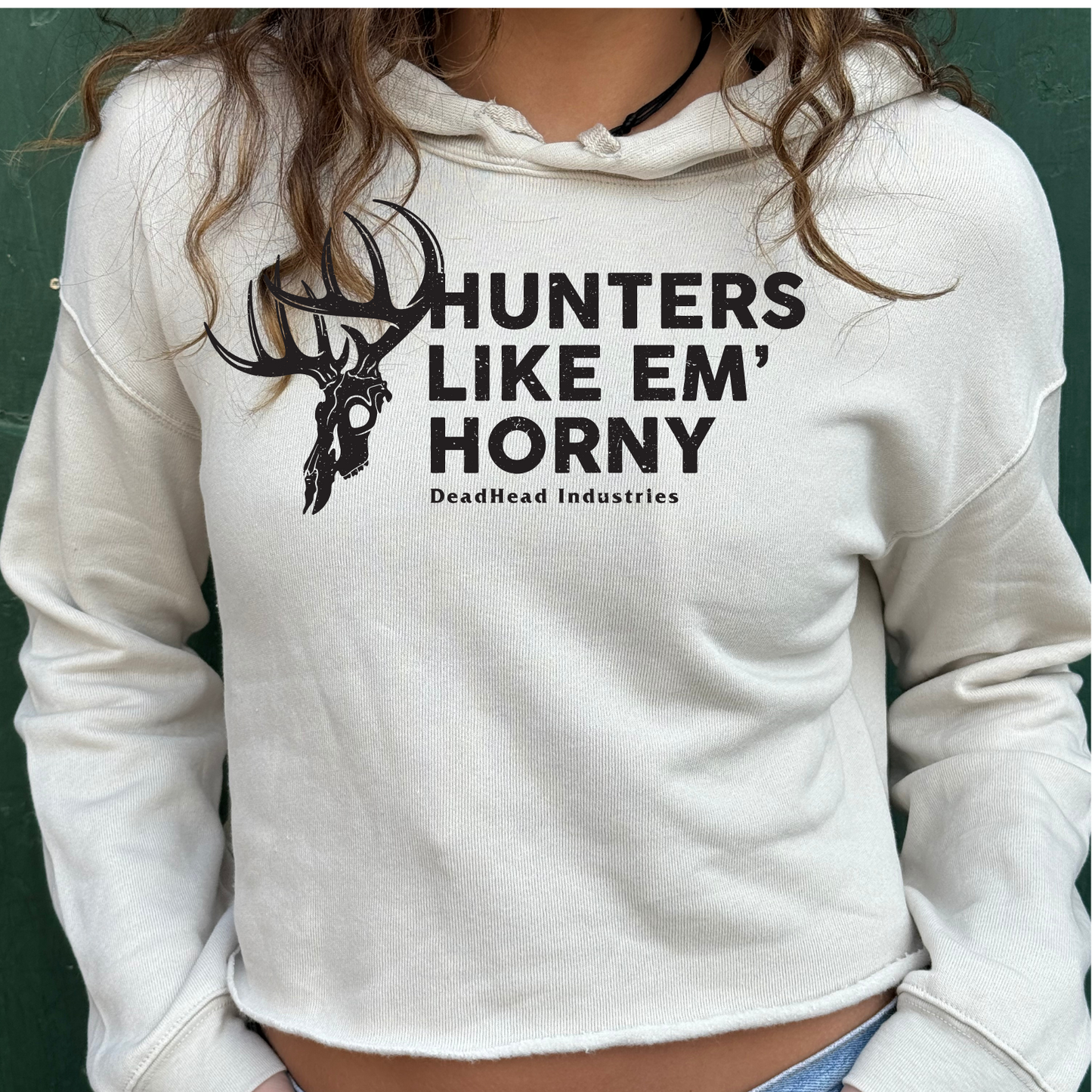 Hunters Like Em' Horny Crop Hoodies