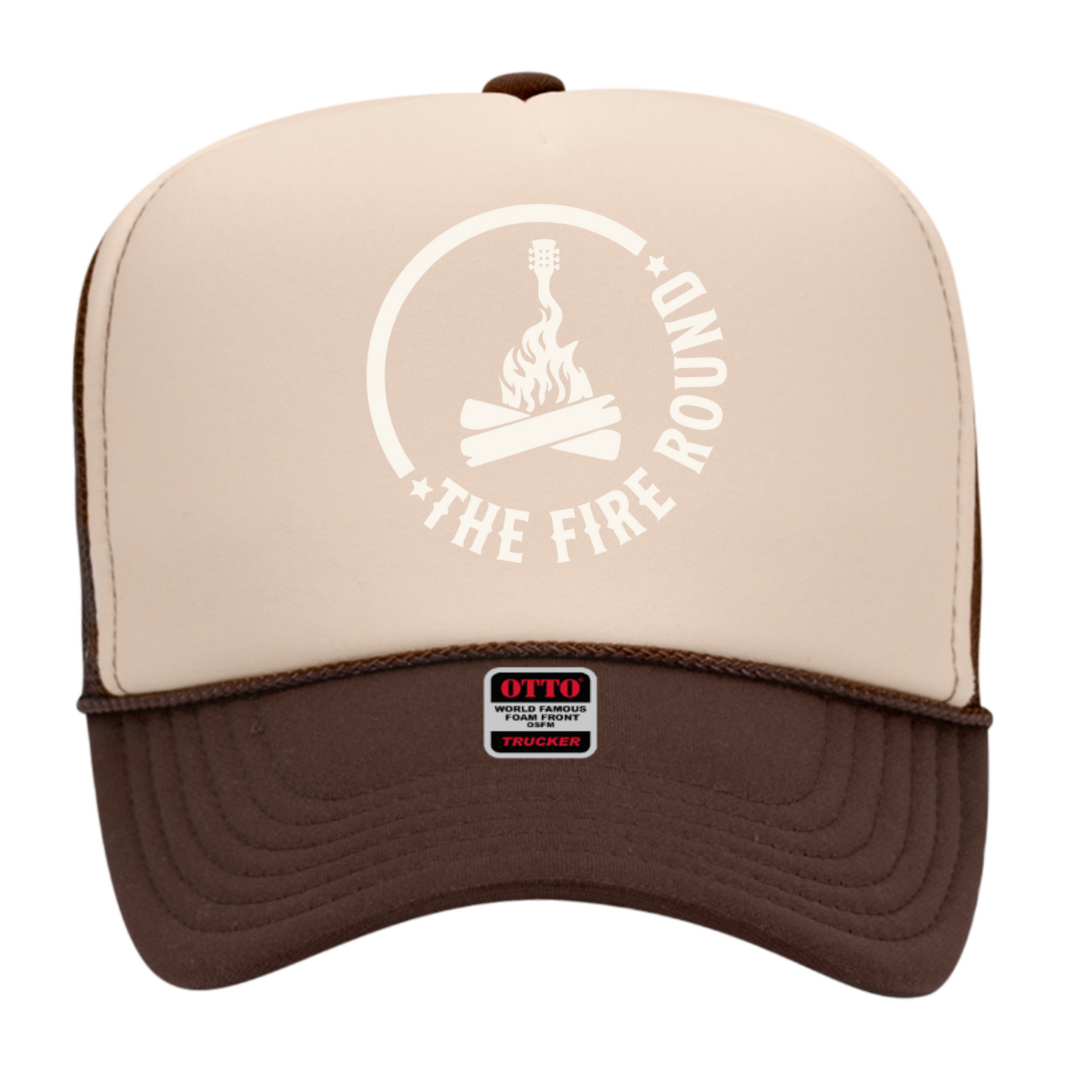 THE FIRE ROUND FOAM TRUCKER SMALL WHITE LOGO