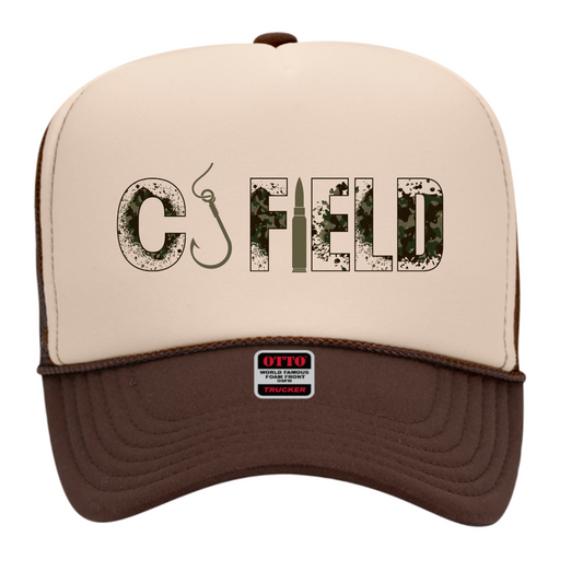 CJ FIELD FOAM TRUCKER HAT CAMO PATCH