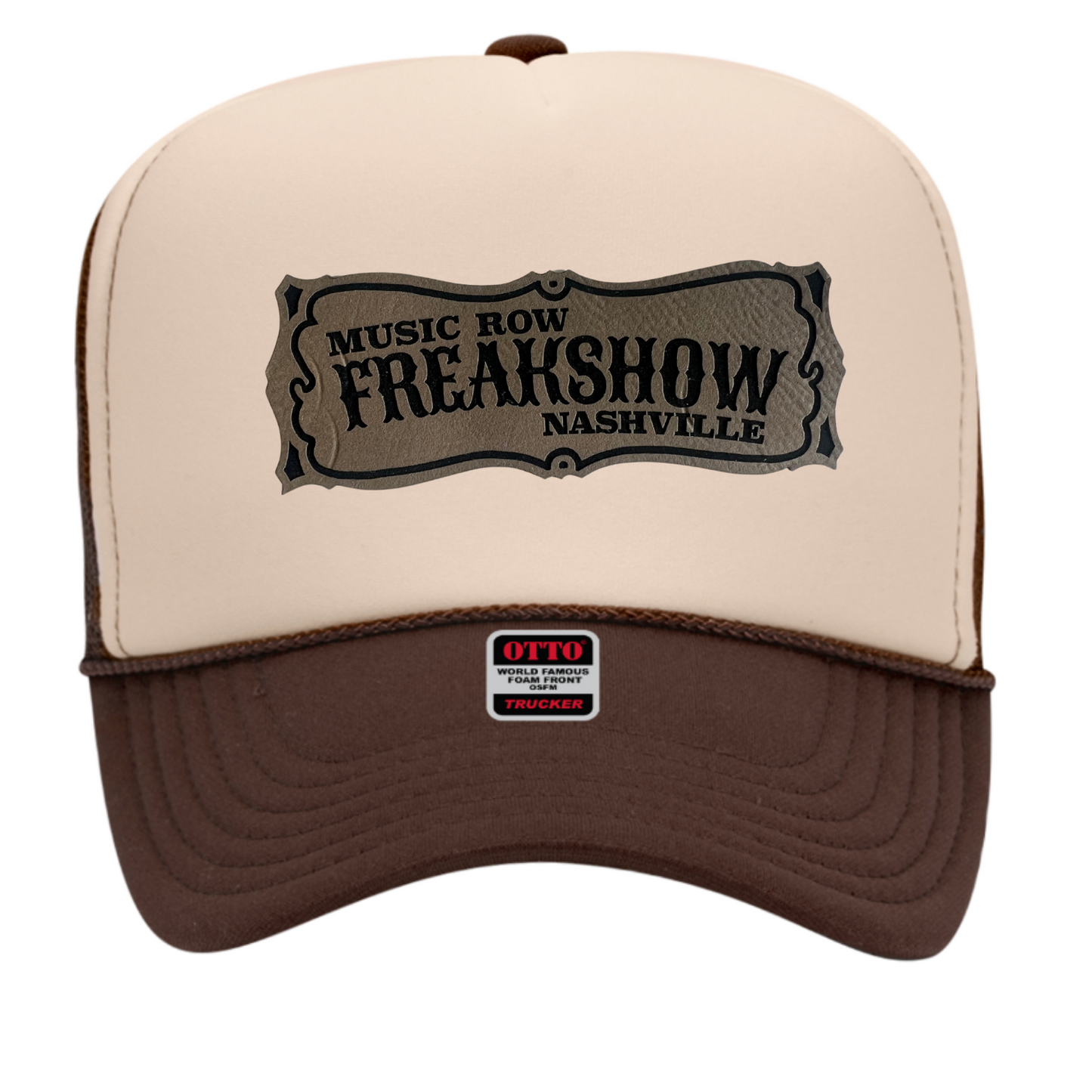 FREAKSHOW FOAM TRUCKER HAT SANDSTONE LEATHER PATCH