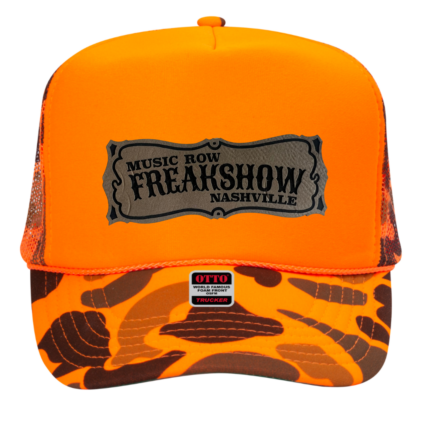 FREAKSHOW FOAM TRUCKER HAT SANDSTONE LEATHER PATCH