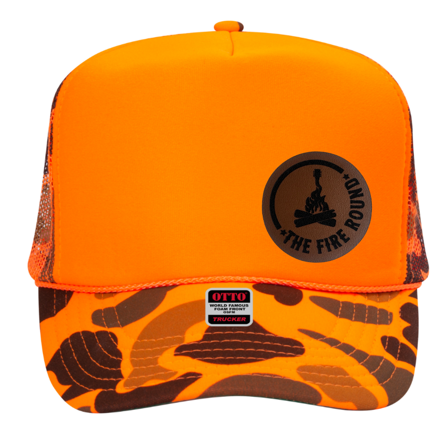 THE FIRE FOAM TRUCKER HAT ROUND LEATHER LOGO