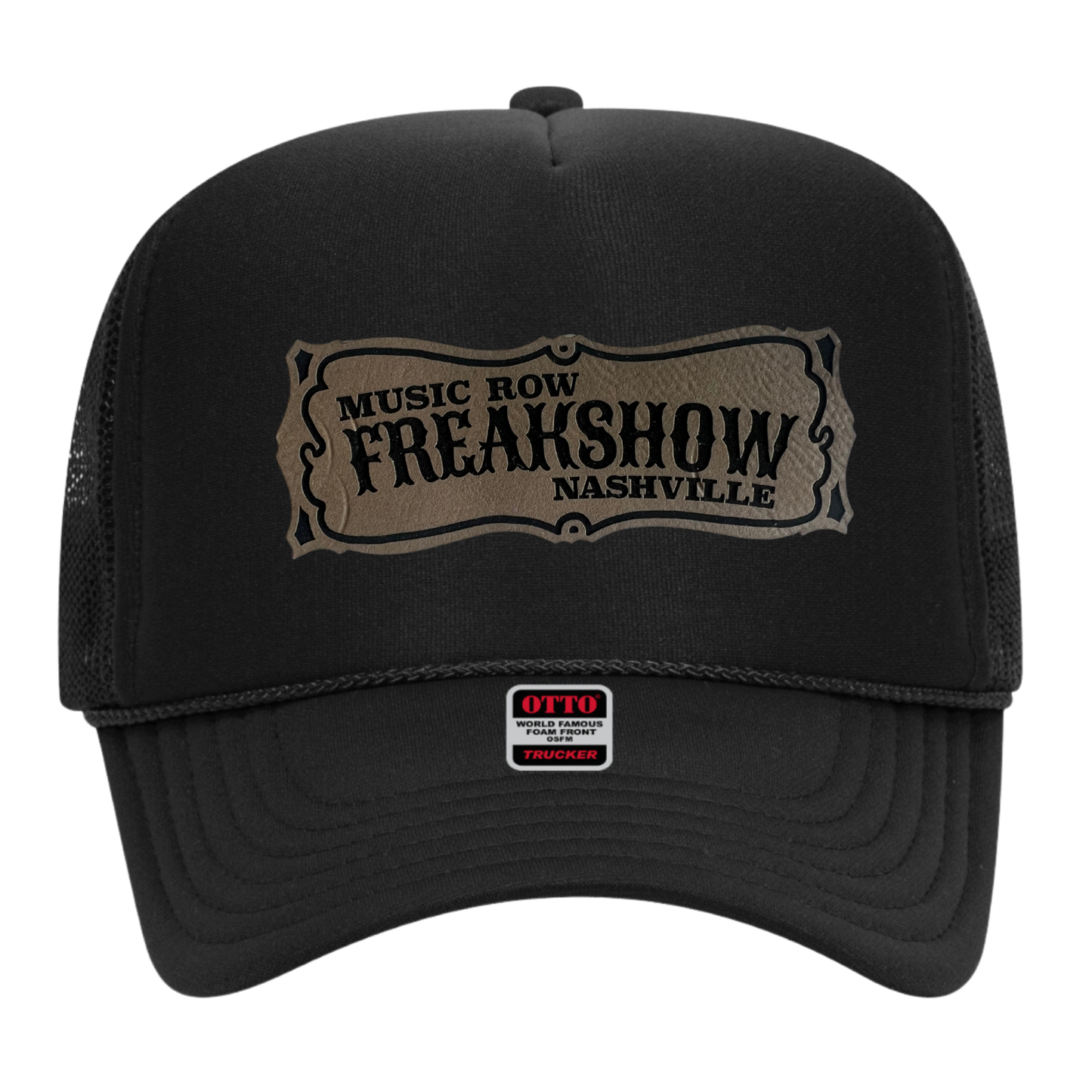 FREAKSHOW FOAM TRUCKER HAT SANDSTONE LEATHER PATCH