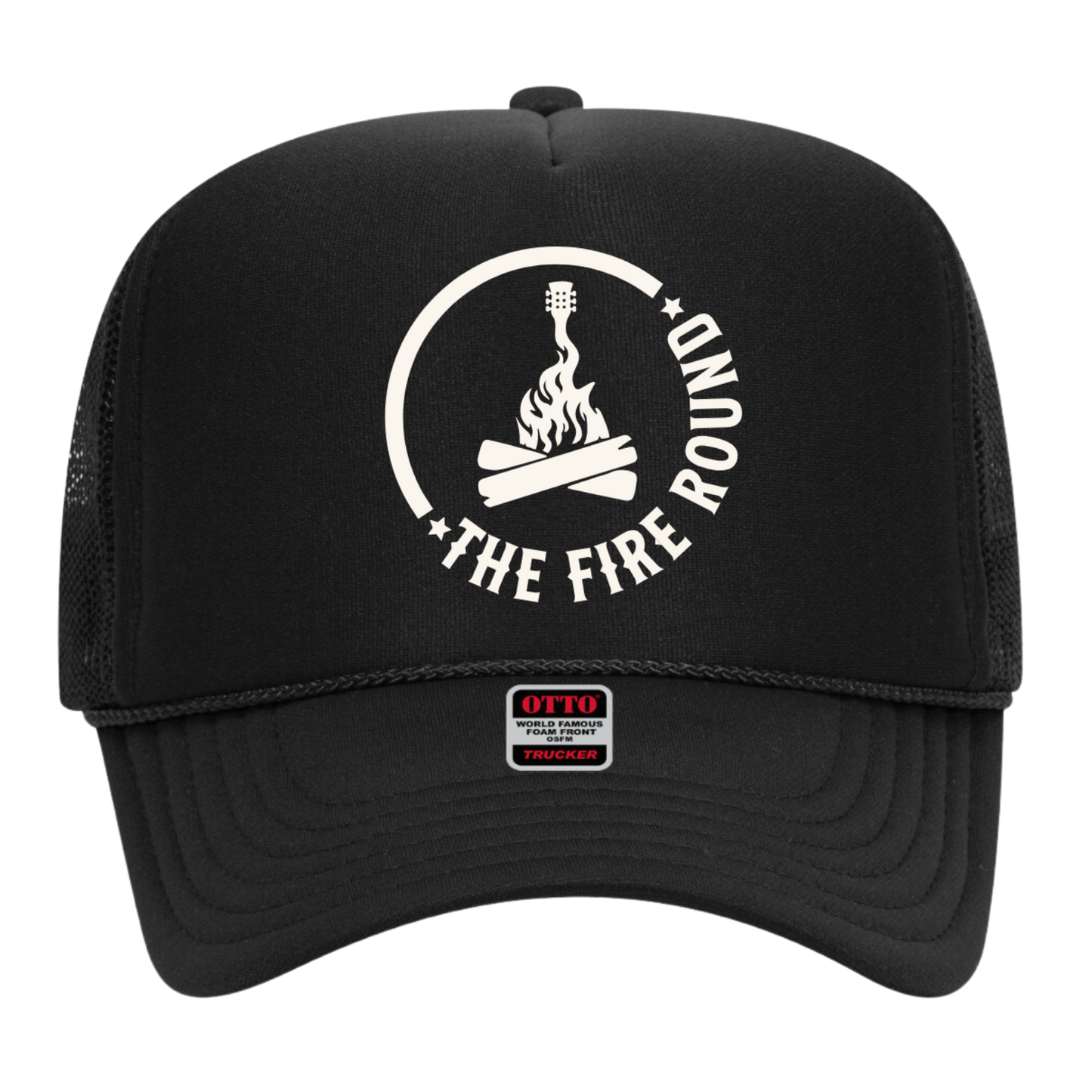 THE FIRE ROUND FOAM TRUCKER SMALL WHITE LOGO