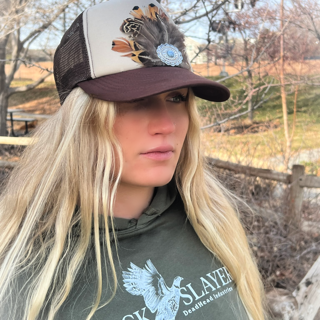 Pheasant Feather Trucker Foam Hat